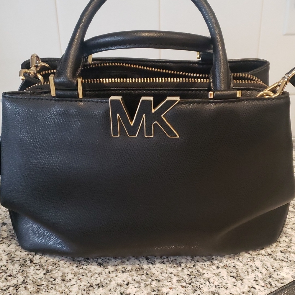 Michael Kors Black Satchel with Gold Accents